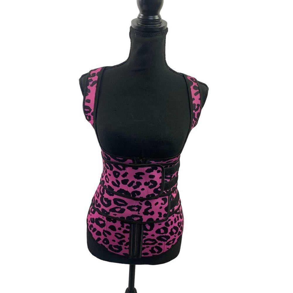 Women's Pink & Black Animal Print Sweat Vest
